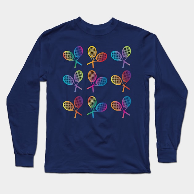 Colorful Tennis Pattern Long Sleeve T-Shirt by Rayrock76